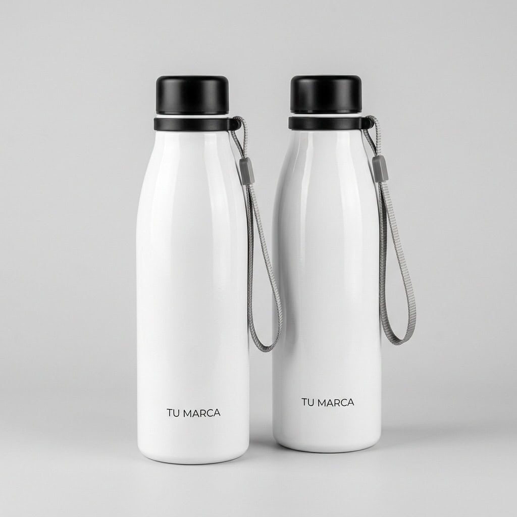 Botella de acero blanca con cinta 750 ml