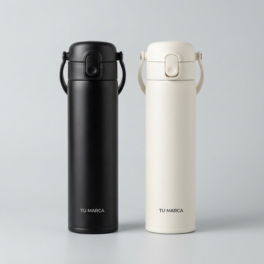 Termo de acero con tapa de seguro 350 ml
