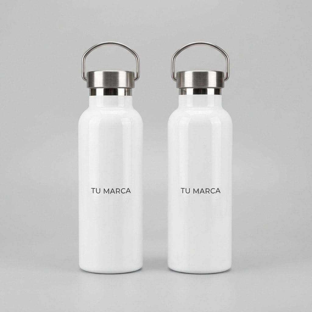 Tomatodo de acero blanco con tapa de acero 750 ml