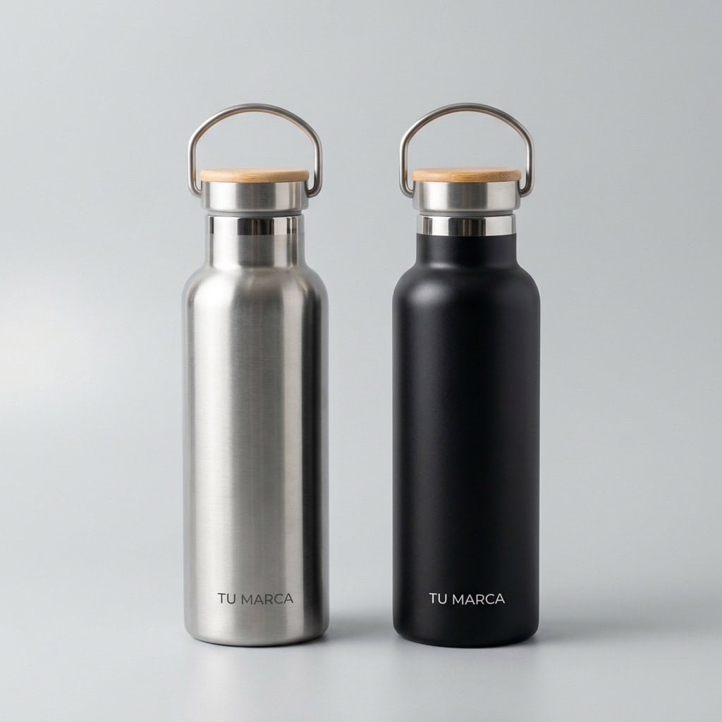 Tomatodo de acero con tapa de bambú 750 ml