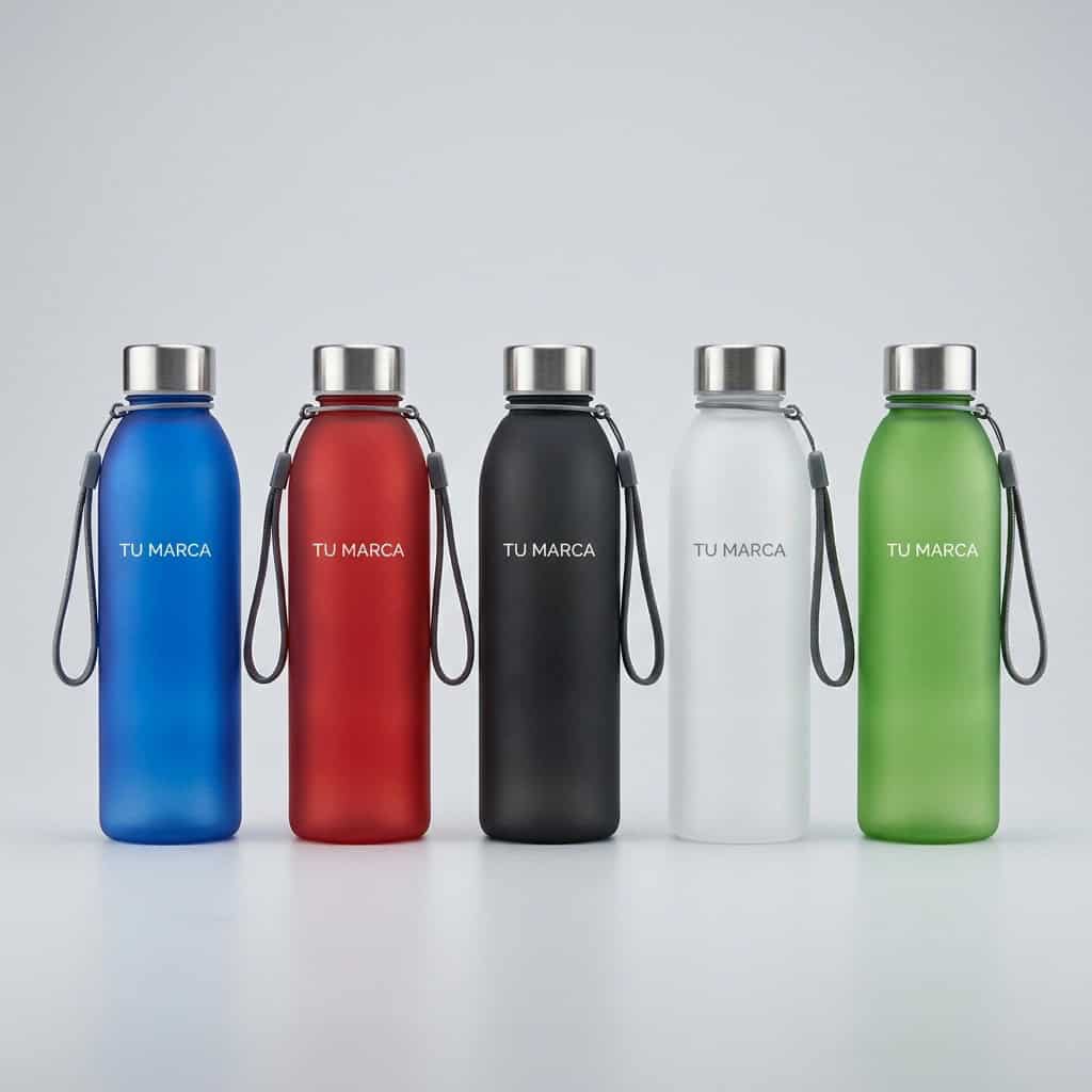 Tomatodo de plástico de colores con tapa metálica 600 ml