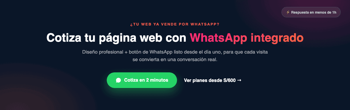 Banner promocional: cotiza tu página web con WhatsApp integrado