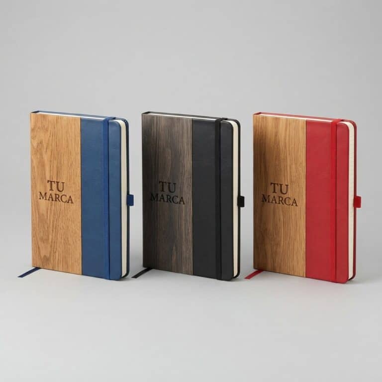 Agenda A5 de biocuero con efecto madera