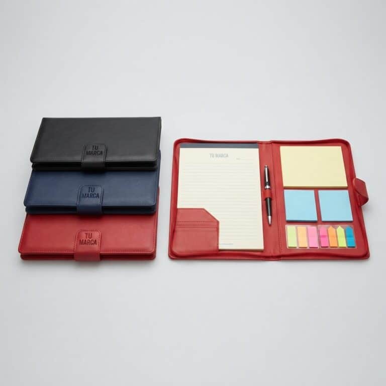 Agenda carpeta con broche magnético y post-its