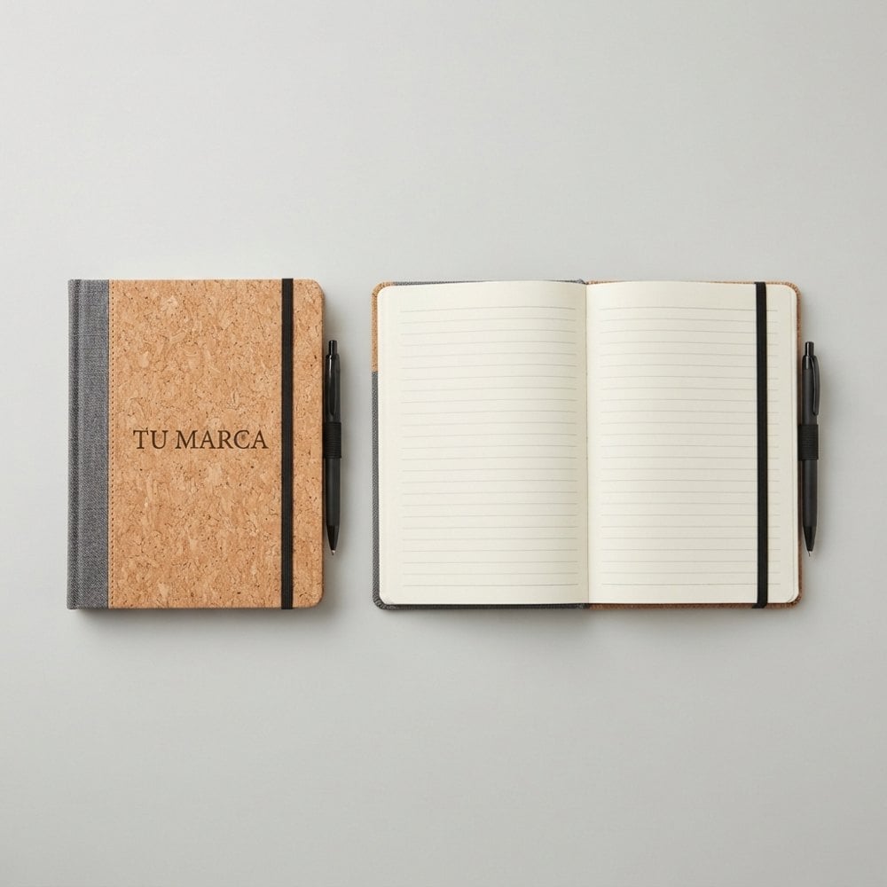 Agenda A5 de corcho con portalapicero