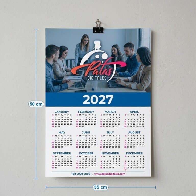 Calendario de pared tipo mercado 2027 (una pieza)