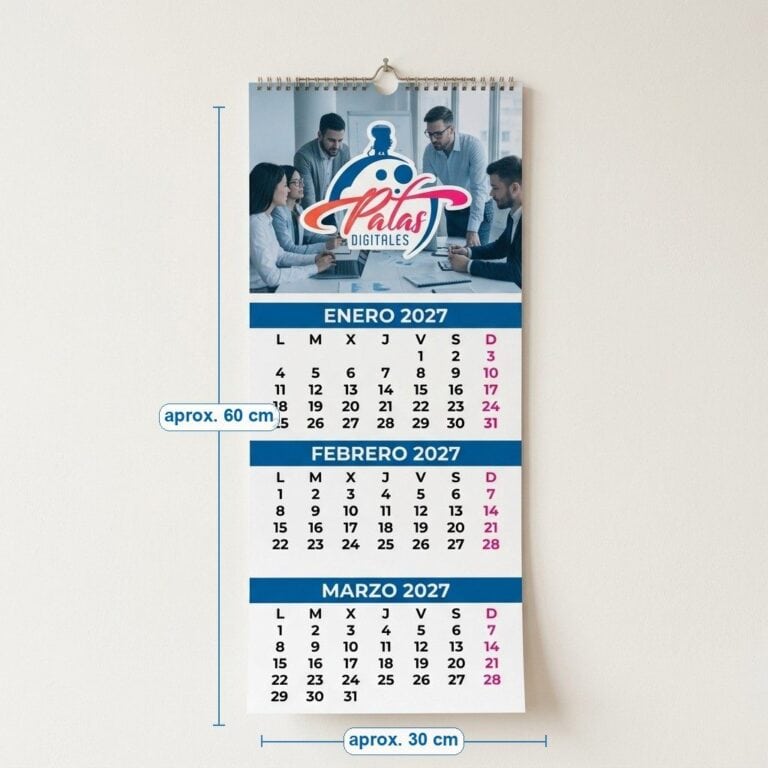 Calendario de pared trimestral 2027 (3 meses por hoja)